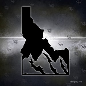 Idaho State Map Outline  Mountains. Permanent vinyl sticker decal for your vehicle, car, truck, tumbler, notebook ID010