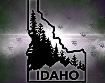 Idaho State Map Outline Mountains Forest Permanent Vinyl sticker/decal for your vehicle, car, truck, tumbler, water bottle ID012