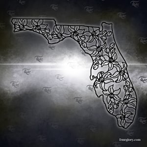 50FS.FL2 Florida State Flower Decal. Orange blossom. Wildflower State Outline Premium Permanent Vinyl. FL Car, Laptop, Water Bottle sticker.