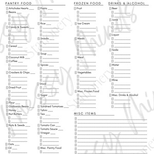 Printable Grocery Checklist Printable Grocery List Simple - Etsy