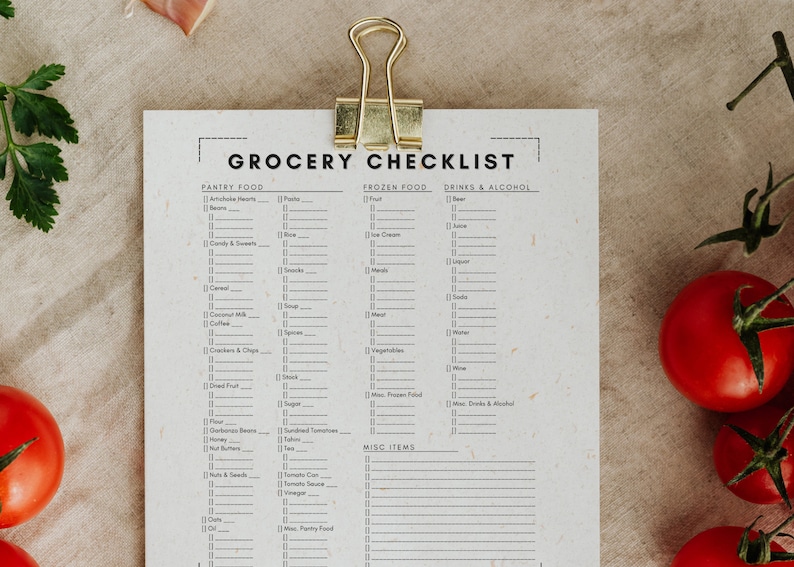 Printable Grocery Checklist Printable Grocery List Simple - Etsy