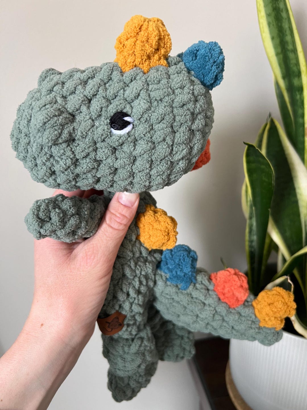 Dinosaur Lovey, 12" - Green Crochet Dinosaur Snuggler - Crochet Dino ...