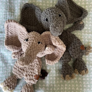 Elephant Lovey - Crochet Safari Plush Snuggler - Zoo Stuffy