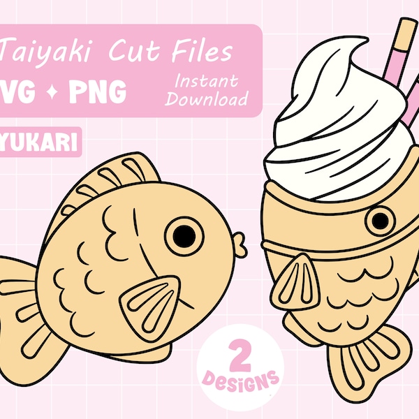 Taiyaki bundle SVG,  taiyaki ice cream SVG cut file for Cricut, taiyaki PNG clipart for craft, kawaii food, japanese food, layered vector