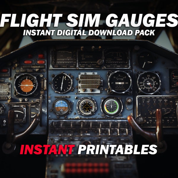 FLIGHT SIMULATOR INSTRUMENT Gauges Pack (x3) - Instant Digital Download - Printable Instrument Clocks - Realistic Diy Aviation Home Cockpits