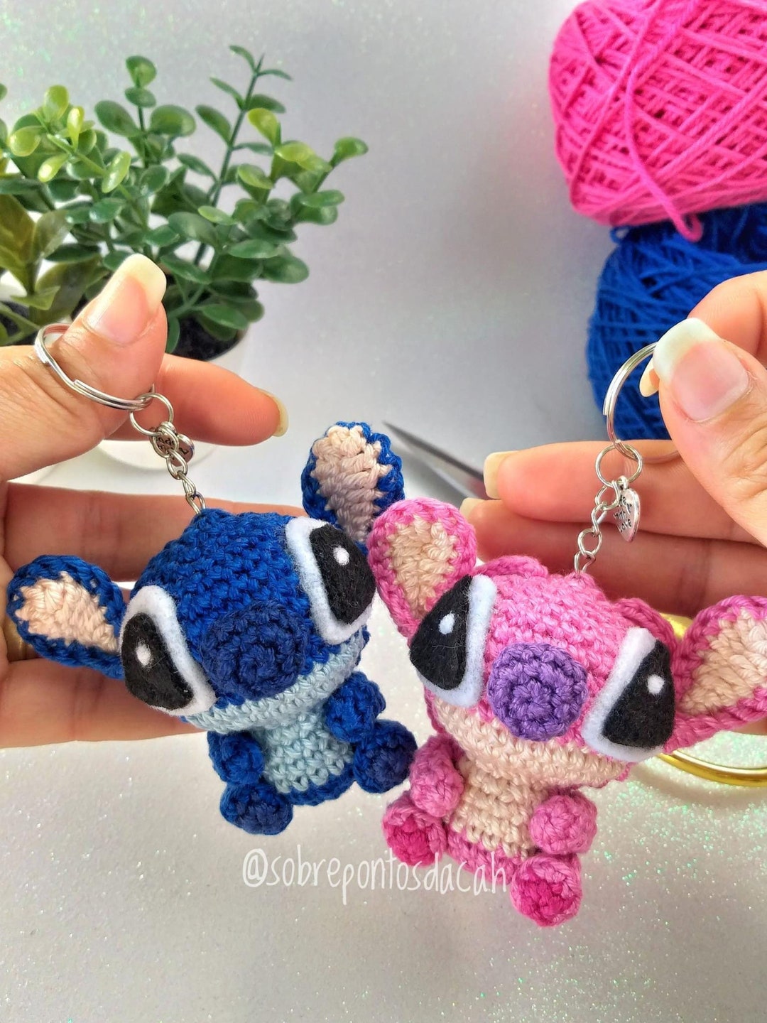 Stitch and Angel Amigurumi Keychains/crochet Keyrings - Etsy