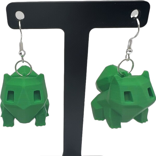 Grass-Type Glam: Low-Poly Bulbasaur Pokemon Earrings