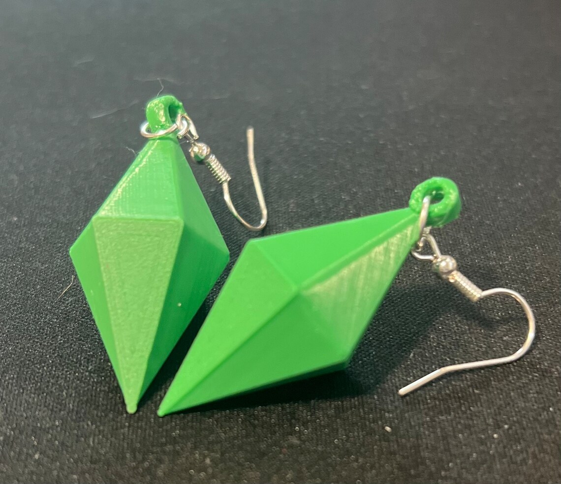 Sims Gem plumbob Earrings Silver Green Super Light Etsy