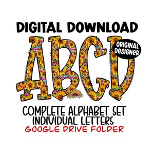 Serape | Sunflower | Leopard Print  Alphabet Set | Doodle Letters | Google Drive Folder | Clipart | PNG