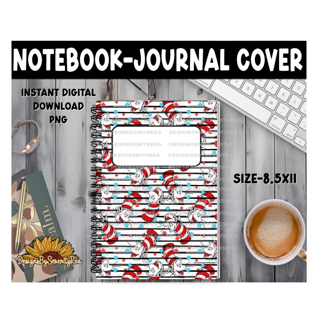 Cat in Hat Notebook Cover | 8.5x11 PNG (digital Download) - Etsy
