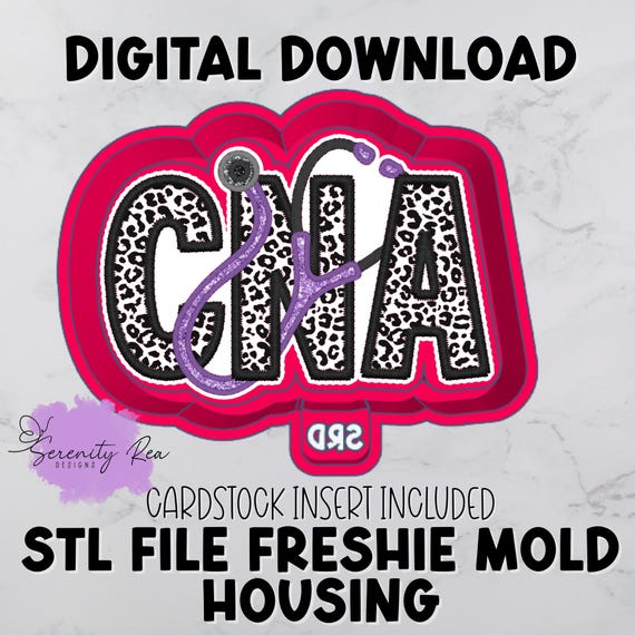 CNA Stethoscope Faux Embroidery Freshie Mold Housing STL File | Cardstock Insert (Digital Download)