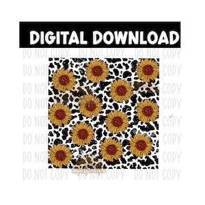 Sunflower Cow Print  Digital Paper | Digital Download | Sublimation | DTF