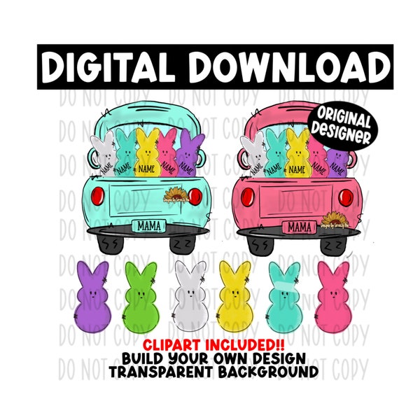 Easter Bunny Personalize Truck | Digital Download | Vintage Truck | Kids Names | Mom Truck | Grandma Truck | Clipart
