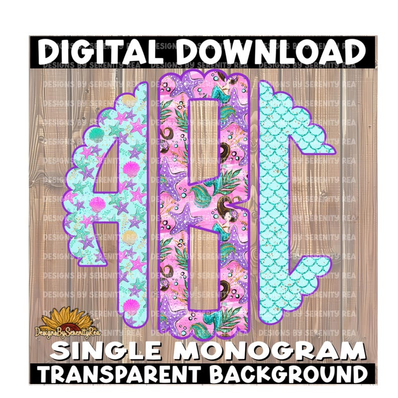 Single Monogram SINGLE PNG File | Scalloped Monogram | Custom Listing for Single ...