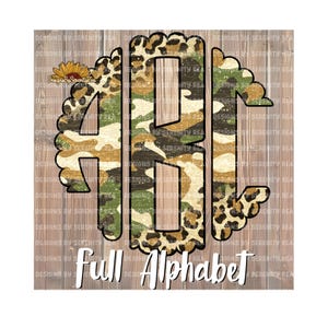 Camo And Leopard Print Scallop Monogram | Alphabet | Letters | Round Monogram | Google Drive Folder