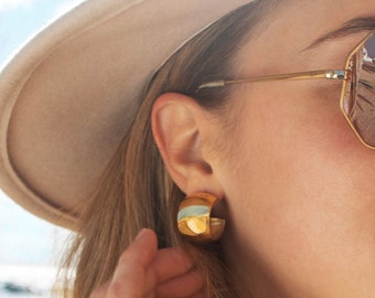 Biome Bubble Hoop Earrings | Statement Earrings |  Wide Gold Hoop Earrings | Lightweight Minimalist Earrings | Huggie Hoop Earrings Wide