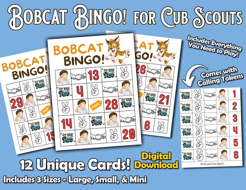 Bobcat Bingo! Printable Set of 12 - Etsy