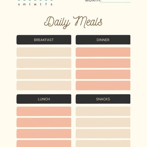 Meal Planner, Digital Download, Daily Meals, Weekly Menu. Monthly Menu, Printable, GoodNotes