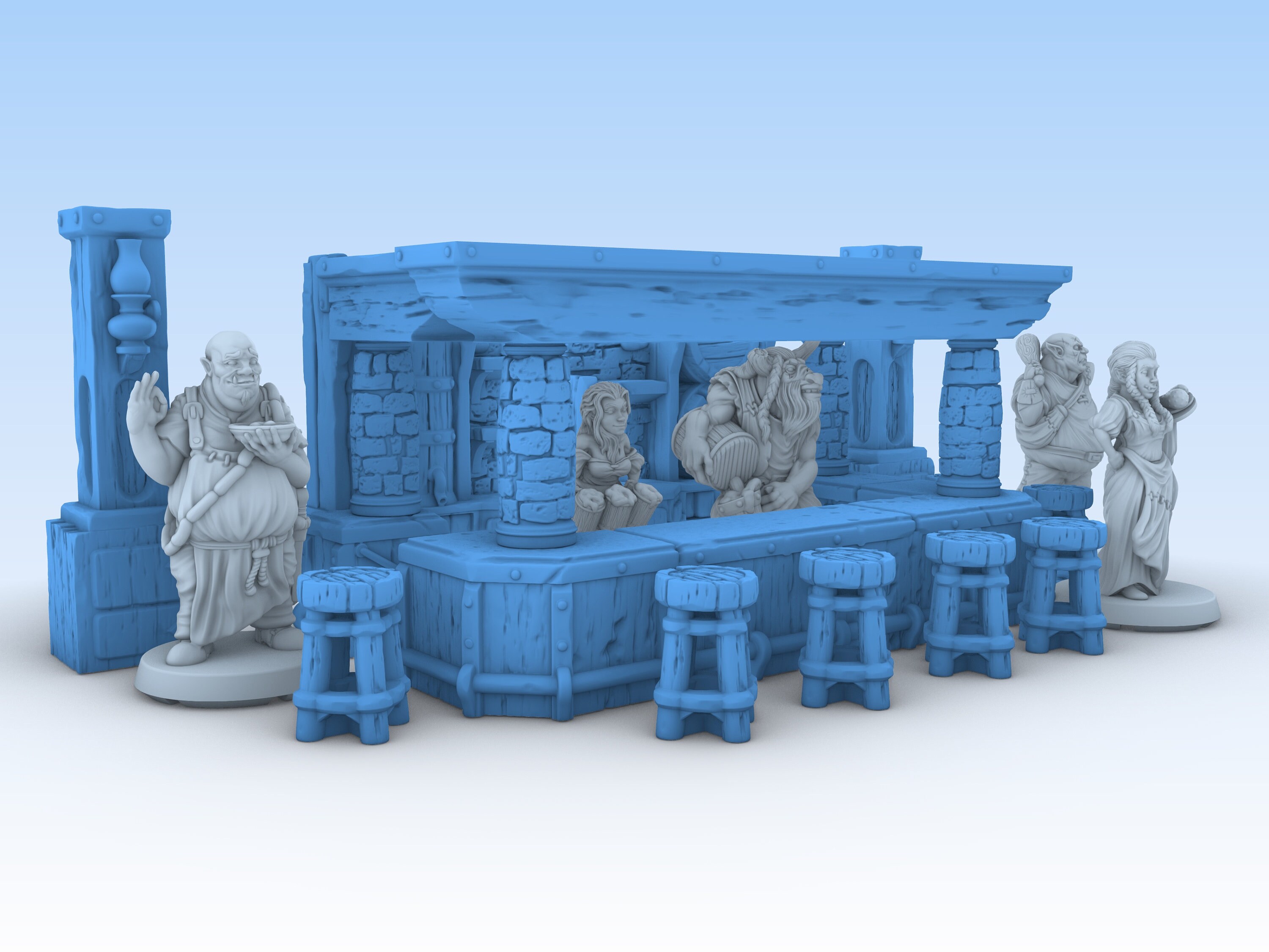 thumbnail interactive-video image 1 of Reaper Miniatures Dungeon Dressing: Bar #77618 Bones Unpainted Plastic... 1 of 11