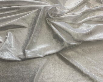 Pane Velour Sparkle fabric - White - 59" Width