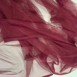 Burgundy Mesh Fabric by yard. 100% polyester Mesh fabric width 48 inches. known as sheer mesh fabric, mesh material, mesh textile, soft mesh