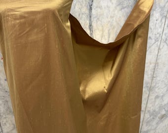 Tessuto Dupioni 100% Seta Pura Oro X Oro Scuro 54" Con SLUBS - Foto 3