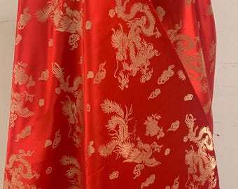 Chinese Brocade satin Fabric - Red - 54/56" Width