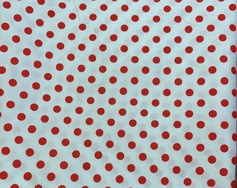 Broadcloth Polk Dot Fabrics - White/Red - 58" Width