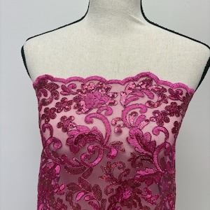Lace fabric - Fuchsia - 49" Width - Design: 5386 BNG