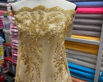 Lace Fabric Design 1081 - Gold - 49" Width - Ref1081R0