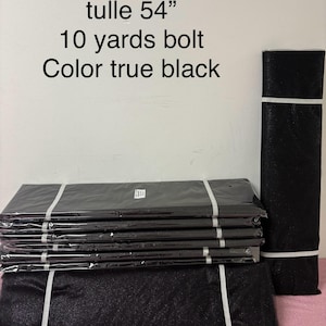 Black color Glitter Tulle 10 yards 54&quot; double fold, with silver glitter. 10 yards.