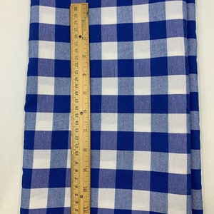 A 3 yards cut Royal blue  Gingham fabric. Poly cotton, width 59&quot;. 1&quot; square. will cut in 3 yards increment continuous.