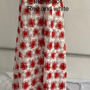 1 piece 3 yards cut Embroidery Flower-mesh fabric width 58&quot; fabric has 5 inch salvage mesh on both side, 3 yards cut. color purple, Red pink