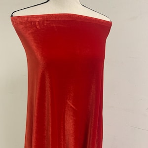 Stretch velvet fabric color Red 58/60&quot; poly spandex.
