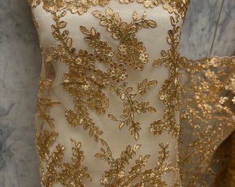 Lace fabric -  Gold - 49" Width -  Ref. Bloom 6