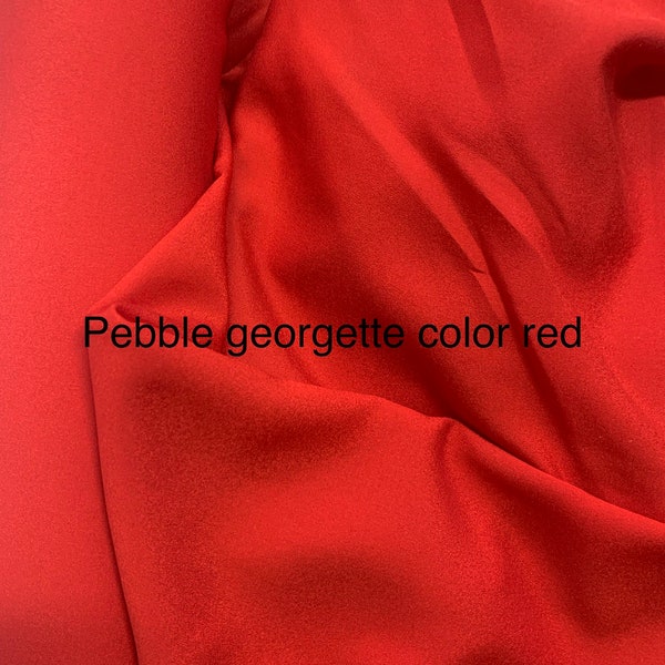 Pebble Georgette Fabric color Red, width 58/60" 100% polyester