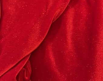 Sparkle Stretch velvet fabric 58/60" color Red.
