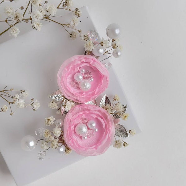 flower girl clip, pink flower clip, flower hair clip, flower clips, flower girl hairstyle, clip custom, Girl hair clip, flower hairclip