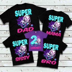 ghost spider matching family birthday shirts