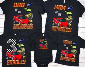 Race Cars Birthday Shirt, Racer Car Birthday T-Shirt, Matching Family Birthday Shirts, Long Sleeve or Short Sleeve