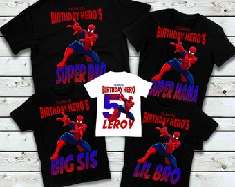 Spiderman Birthday Shirt, Spider Man Birthday Tee, Matching Family Birthday Shirts, Long Sleeve or Short Sleeve