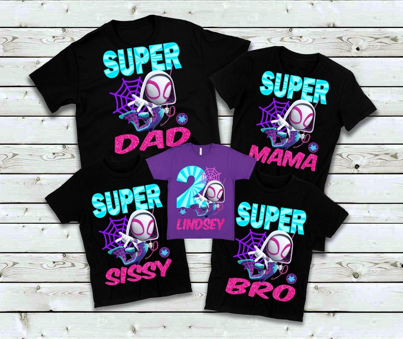 ghost spider matching family birthday shirts