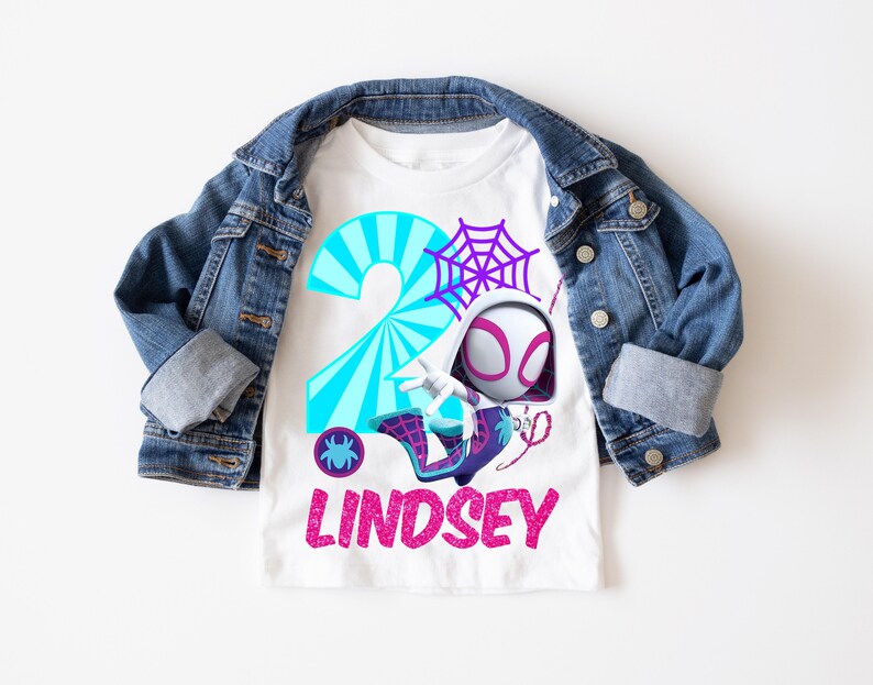 Ghost Spider Birthday Shirt, Ghost Spidey Birthday T-Shirt, Matching Family Birthday Shirts, Long Sleeve or Short Sleeve White Shirt