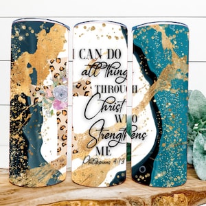 Marble - I can do all things through Christ Who Strengthens Me  Tumbler Philippians 4:13