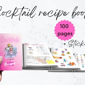 Cocktail Recipe Book/Blank Cocktail Recipes, Creative Cocktail, Printable Cocktail Journal, Original Recipe Notebook/Book