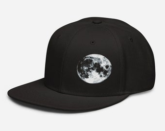 Beton Mond Hut, bestickt, Premium, Vollmond, NASA, Space, Unisex Baseball Cap, Snapback, Crater