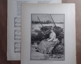 Musical Print, Antique Book Print,1900, Historical,The Lass That Loves A Sailor,Thomas and Charles Dibdin,Nautical Print