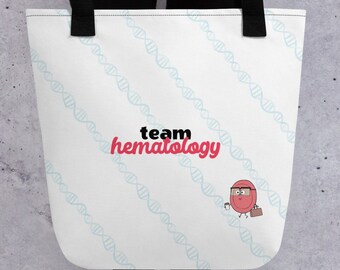 Hematology Tote Bag - Team Heme Gift, Hematologist, Surgeon Gift, Heme-Onc specialist, Doctor gift, Nurse, Blood cell scientist