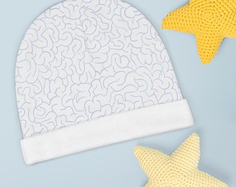 Czapka Baby Brains Beanie Blue – prezent dla dziecka z neurologią, lekarz noworodek, czapka, neurolog, neurochirurg, neuronauka, mózg, ścieżki neuronowe