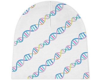 Gorro de ADN para bebé: regalo científico para bebés, médico recién nacido, gorro con forma de cerebro, oncólogo, genético, biólogo, genómico, secuencia genética